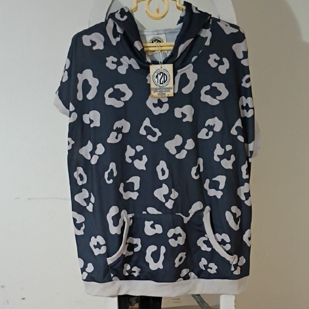 Hoodie Poly Navy Camo Leopard Hoodie, 2XL